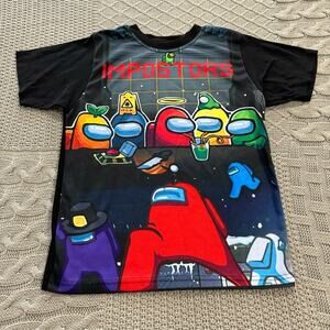 Among Us Impostors Kids Graphic T-Shirt - Black and Multicolor Fits 8